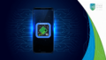 Android 16 logo on a smartphone with a circuit background.