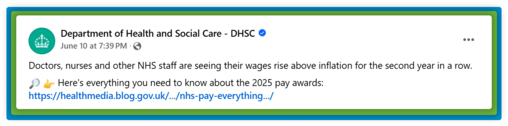 DHSC: NHS wages rise above inflation for second year.